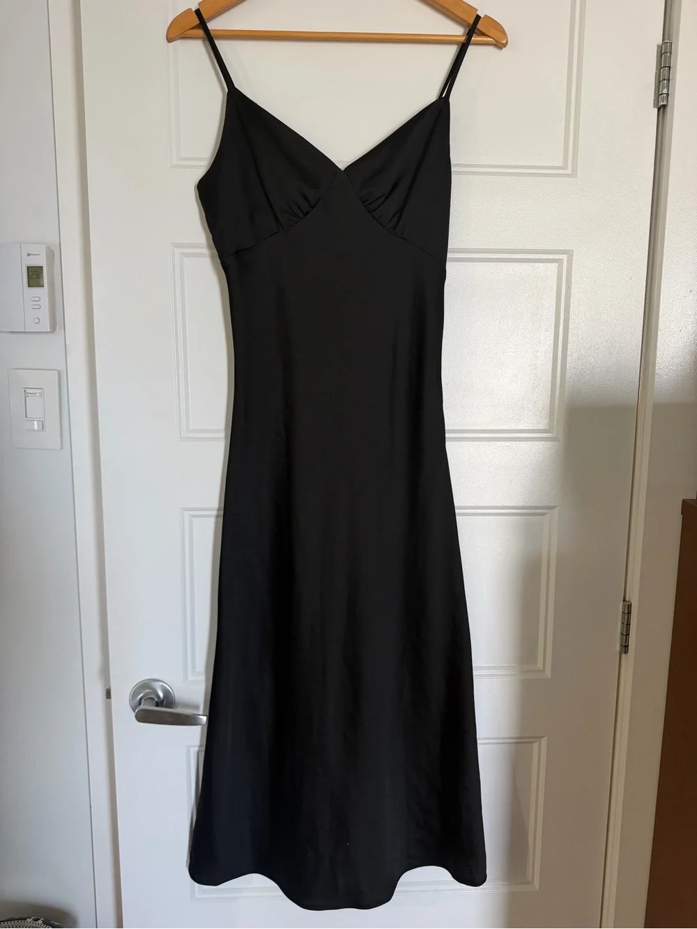 DYNAMITE BLACK SATIN SLIP DRESS - Picture 2 of 5
